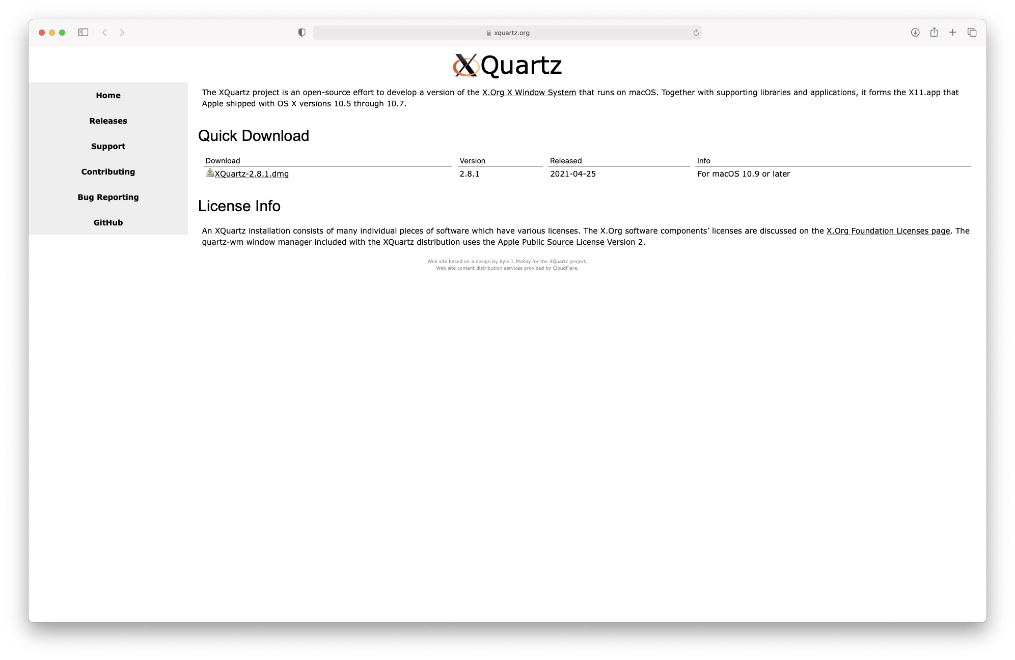 Downloading XQuartz
